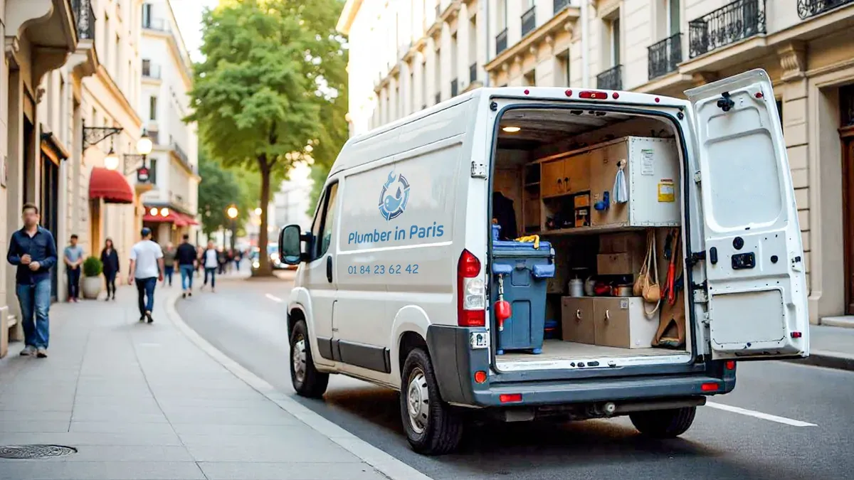 Camionnette d'intervention de Plumber in Paris, plombier d'urgence à Paris 16